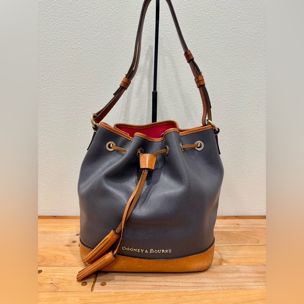 Dooney and Bourke Navy Blue Drawstring Bucket Bag